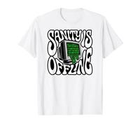 Programmer Coder Sanity Is Offline Retro Tech Camiseta gráfica económica, Hombre, Blanco, M