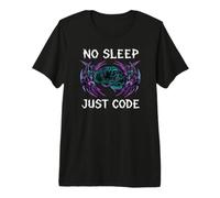 Programmer Hacker No Sleep Just Code Cyberpunk Brain Camiseta Premium