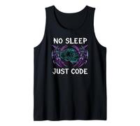 Programmer Hacker No Sleep Just Code Cyberpunk Brain Camiseta sin Mangas