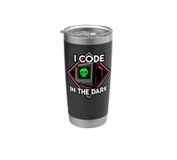 Programmer I Code In The Dark Retro Hacker Skull Vaso térmico de acero inoxidable de doble pared