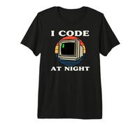 Programmer Retro Computer I Code At Night Camiseta Premium
