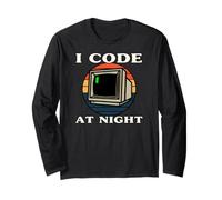 Programmer Retro Computer I Code At Night Manga Larga