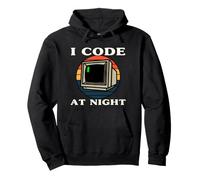 Programmer Retro Computer I Code At Night Sudadera con Capucha