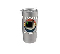 Programmer Retro Computer I Code At Night Vaso térmico de acero inoxidable de doble pared