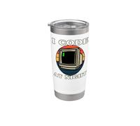 Programmer Retro Computer I Code At Night Vaso térmico de acero inoxidable de doble pared