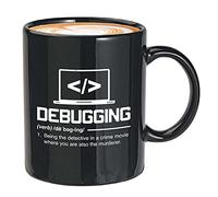 Programmer - Taza de café de 325 ml, color negro - Definición de depuración siendo el detective - Programador Programador de TI Desarrollador de computadora Compañero de trabajo