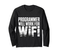 Programmer Will Work For WiFi Coding Programming - Manga Larga