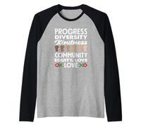 Progreso Diversidad Amor Amor Mes de la Historia Negra Camiseta Manga Raglan