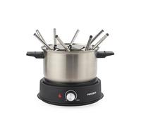 Progress Electric Fondue Maker - Incluye 8 tenedores de acero inoxidable y olla de 20 cm, capacidad de 1.5 litros, control de temperatura ajustable, luces indicadoras de encendido, 1500W