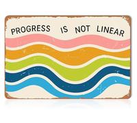 Progress Is Not Linear Metal Sign Inspirational Quote Retro Tin Sign for Therapy Office Mental Health Decor Home Classroom Wall Art 8 X 12 in