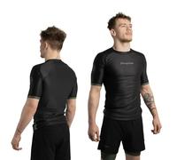 Progress Jiu Jitsu Academy - Camiseta de protección de manga corta, cómoda y duradera, flexible para agarre, Negro +, XL