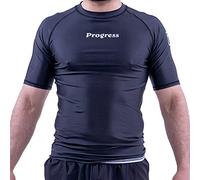 Progress Jiu Jitsu Academy - Protector de erupción de manga corta, flexible y duradero, para hombre y mujer, 80% poliéster, 20% elastano
