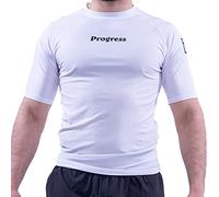 Progress Jiu Jitsu Academy - Protector de erupción de manga corta, flexible y duradero, para hombre y mujer, 80% poliéster, 20% elastano