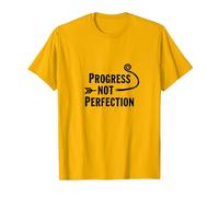 Progress Not Perfection Motivational Growth Mindset Cita Camiseta, Hombre, Dorado Brillante, XL