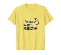 Progress Not Perfection Motivational Growth Mindset Cita Camiseta, Hombre, Limón, S