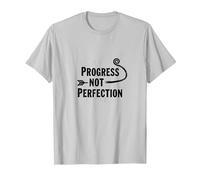 Progress Not Perfection Motivational Growth Mindset Cita Camiseta, Hombre, Plata, M