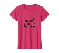 Progress Not Perfection Motivational Growth Mindset Cita Camiseta, Mujer, Rojo Jaspeado, M