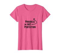 Progress Not Perfection Motivational Growth Mindset Cita Camiseta, Mujer, Rosa Jaspeado, S