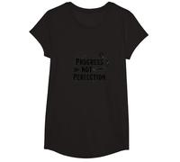 Progress Not Perfection Motivational Growth Mindset Cita Camiseta, Niñas, Negro, XS