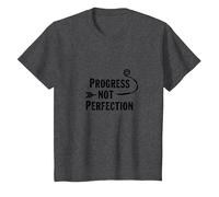 Progress Not Perfection Motivational Growth Mindset Cita Camiseta, Niños, Jaspeado Oscuro, 8 años