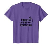 Progress Not Perfection Motivational Growth Mindset Cita Camiseta, Niños, Morado Jaspeado, 3 años
