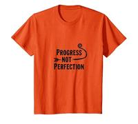Progress Not Perfection Motivational Growth Mindset Cita Camiseta, Niños, Naranja, 12 años