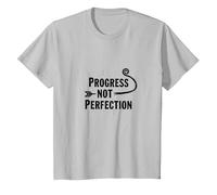 Progress Not Perfection Motivational Growth Mindset Cita Camiseta, Niños, Plata, 12 años