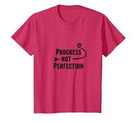 Progress Not Perfection Motivational Growth Mindset Cita Camiseta, Niños, Rojo Jaspeado, 8 años