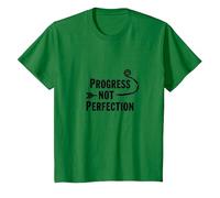 Progress Not Perfection Motivational Growth Mindset Cita Camiseta, Niños, Verde Kelly, 8 años
