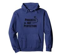 Progress Not Perfection Motivational Growth Mindset Cita Sudadera con Capucha, Unisex para Adultos, Azul Marino, L