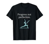 Progress Not Perfection Yoga Motivación Diseño Blanco Menta Camiseta