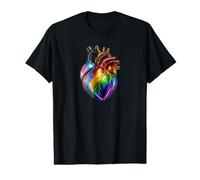Progress Pride Anatómico Corazón Inclusivo LGBTQ Arte Oscuro Camiseta gráfica económica