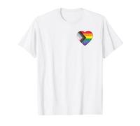 Progress Pride Flag Vintage Rainbow Heart Love LGBT Pocket Camiseta gráfica económica, Hombre, Blanco, L