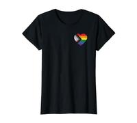 Progress Pride Flag Vintage Rainbow Heart Love LGBT Pocket Camiseta gráfica económica, Mujer, Negro, L