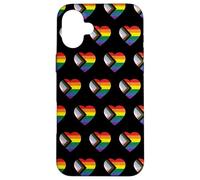 Progress Pride Flag Vintage Rainbow Heart Love LGBT Pocket Carcasa para iPhone 16 Plus