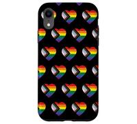 Progress Pride Flag Vintage Rainbow Heart Love LGBT Pocket Carcasa para iPhone XR