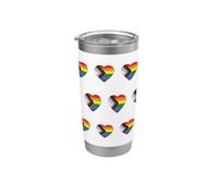 Progress Pride Flag Vintage Rainbow Heart Love LGBT Pocket Vaso térmico de acero inoxidable de doble pared