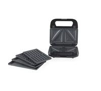 Progress Snack Maker 3 en 1, sándwichera, panini y gofrera | 700 W, placas antiadherentes extraíbles 22,5 x 12,5 cm, control automático temperatura, luces indicadoras, asas frías