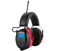 PROHEAR 033A Cascos Antiruido Bluetooth, Protección Auditiva con Radio FM/AM y Micrófono Integrado,USB-C Recargable Orejera,Cascos Insonorizacion para Césped Talleres Carpinteros,SNR 31dB-Rojo