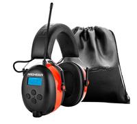 PROHEAR 033A Cascos Antiruido Bluetooth, Protección Auditiva con Radio FM/AM y Micrófono Integrado,USB-C Recargable Orejera,Cascos Insonorizacion para Césped Talleres Carpinteros,SNR 31dB-Naranja