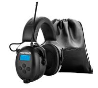 PROHEAR 033A Cascos Antiruido Bluetooth, Protección Auditiva con Radio FM/AM y Micrófono Integrado,USB-C Recargable Orejera,Cascos Insonorizacion para Césped Talleres Carpinteros,SNR 31dB-Negro