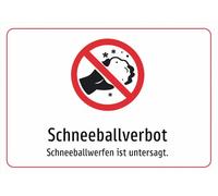 Prohibición de bola de nieve - Lanzar bolas de nieve está prohibido. - Pegatina A2: 594 x 420 mm - Con gráfico y texto
