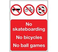 Prohibido Andar En Patineta Prohibido Andar En Bicicleta Prohibido Jugar Con Pelota Señal De Advertencia Metal Cartel Cartel De Chapa Letrero De Estaño Para Exterior Garaje 20X30cm
