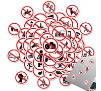 Prohibition Sign Sticker - 5cm PVC Waterproof Tear Resistant Durable Adhesive High Visibility Icon, Safety Warning Label | Door Window Multisurface Office Home Classroom Vibrant Craft Management Alert