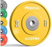 PROIRON Discos de Pesas de Goma, 50mm de Diámetro, Olímpico Discos de 5-25KG, Material de Caucho Endurecido, Resistente a los golpes, Abertura de 51 mm con Anillo Interior de Acero, 15kg*1