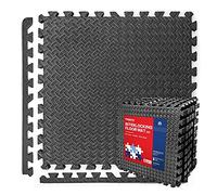 PROIRON Extra Grueso 2cm Estera Protectora de Suelo, Esterilla Puzzle 60x60cmx6 Piezas Gimnasio Suelos para Fitness, Gym, Garaje, Goma Espuma EVA, Fácil Limpieza y con Bordes incluidos, Negro