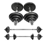 PROIRON Kit de Mancuernas Ajustables de Hierro Fundido 20kg - Juego de Pesas con Barra Conexion para Halterofilia, Culturismo, Aptitud, Ejercicios Gimnasio en Casa