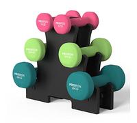 PROIRON Mancuernas de Neopreno Juego de 12kg Mancuernas 3 Pares de 2 x 1 kg, 2 x 2 kg y 2 x 3 kg con Soporte