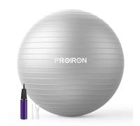 PROIRON, Pelota de Pilates, Fitness, Yoga, Embarazo, Deporte, Fitball para Ejercicios Gimnasia, Gris Plateado 55cm, Anti-pinchazos, Incluye Inflador