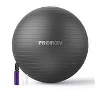 PROIRON, Pelota de Pilates, Fitness, Yoga, Embarazo, Deporte, Fitball para Ejercicios Gimnasia, Negro 65cm, Anti-pinchazos, Incluye Inflador